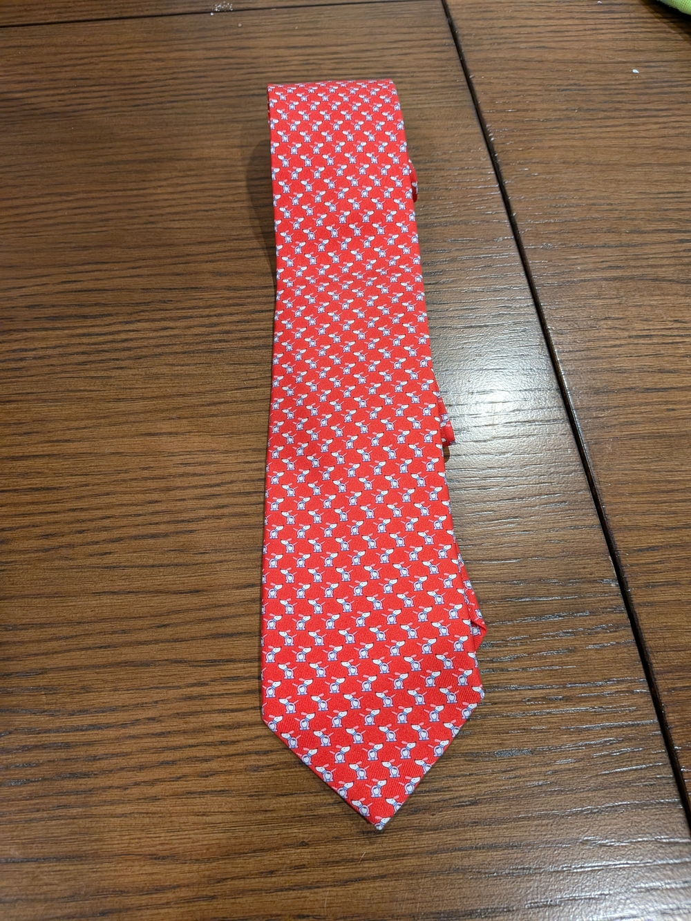 Salvatore Ferragamo Red Tie with White Micro Motif